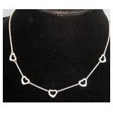 Tiffany & Co Elsa Peretti Sterling Silver 5 Open Hearts Necklace