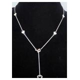 Tiffany & Co Sterling Silver Open And Solid Heart Lariat Necklace