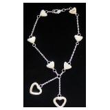 Tiffany & Co Sterling Silver Open And Solid Heart Bracelet