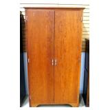 Wood Cabinet With 4 Shelves On Wheels, 73" H x 39" W x 24" D