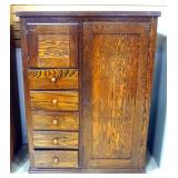 Antique Chifferobe With 5 Drawers, Storage Cubby, And Armoire Area, 52" H x 39.5" W x 17.5" D
