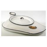 LaFayette Quality Ware Enamel Pot With Lid, Jones Quality Ware Enamel Bedpan, Enamel Pot With No Mar