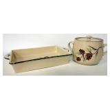 Celebrating Home Stoneware Collection China Casserole Dish, 9 x 13 x 2 And Matching Pot With Lid And