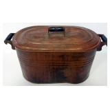 Oval Copper Pot With Lid, 17" H x 29" W x 14" D