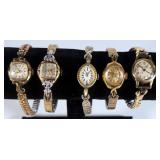 Collection Of Ladies Wrist Watches, Includes Bulova 10k RGP, Baroness 17 Jewel Gold Tone, Buren 10k 