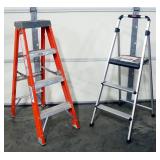 Louisville 4 Ft Fiberglass Step Ladder Model FS1504 And Rubbermaid 3-Step Step Stool, Super Light Se