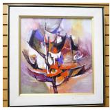 Painting Of "True Impressions" By Maurijo Reser, Acrylic On Canvas Mounted To Board, Framed 26.5" Wi
