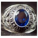 US Army Ring, Size 11-1/4, With Blue Stone, Dated 1975