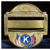 1938 Kiwanis International Convention Brass Name Badge, San Francisco California, June 26-30