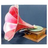 Standard Talking Machine Co Style X Phonograph Player With Flower Horn