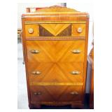 Art Deco Chest Of Drawers (58" High x 32" Wide x 18" Deep) And Matching Vanity (28"High x 46" Wide x