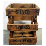 Crate Labeled "Silver Springs Pure Water" 15.5" High x 12" Wide x 12" Deep