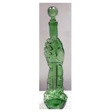 French Green Glass Decanter Of An Arm Holding A Dagger, 17" High