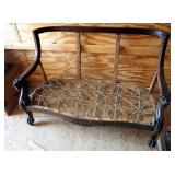 Antique Parlor Bench With Carved Lion Head Armrests And Claw Feet, Needs Upholstered - 38" x 55" x 2
