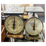 Vintage V. Richards And Conover And American Family Scale Kitchen Scales, Qty 2; Glass Jars, Caniste