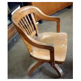 Antique Solid Oak Rolling Desk Chair