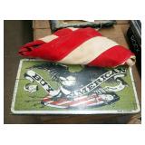 Vintage American Flag And Wood "Buy American" Placard