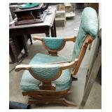 Antique Upholstered Spring Loaded Rocking Chair
