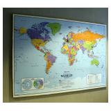 Framed 2002 Maps.com Internet Powered World Political Map - 44" x 65"