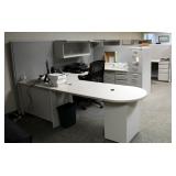 Hon L-Shaped Cubicles, Qty 3, Each Includes 5 Storage Drawers And Lighted Overhead Storage Cabinets,