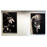 Framed Black And White Laboratory Art Prints, Qty 2, 34.5" x 24"