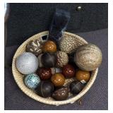 Decorative Spheres Including Glass, Leather Wrapped, Ceramic, Jeweled, And More; 24" Decorative Stra