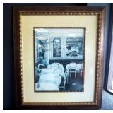 Framed Matted Under Glass Dining Print Signed By Artist XX.R Enoux, 45" x 39"