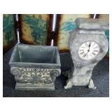 Ronita Smith Battery Operated Faux Stone Clock And Planter