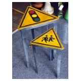 Metal Road Sign Accent Tables, 20" x 12" And 24" x 16", Qty 2