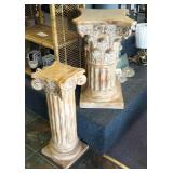 Decorative Cast Columns, Qty 2, 29" x 17" x 17" And 30" x 11" x 11"