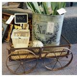 Oak And Wire Floral Cart, Decorative Basket, #2 French Tin, And Que Spaces Artificial Floral Stems