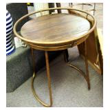 Uttermost Accent Table With Rustic Barn Wood Top And Bronze Finish, 24" x 22" Round