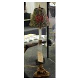Frederick Cooper 26" Buffet Lamp With Antique Brass Finish And Floral Shade