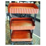 Corrugated Metal Rolling Cart With 3 Shelves, 29" x 17.5" x 11.5"