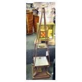 40" Metal Floral Stand With Leaf Accents And Mirrored Glass Shelves