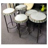 Bottle Cap Stool Assortment, Qty 5, 25" Qty 3 And 21" Qty 2
