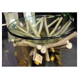 Uttermost Thoro Wood And Glass Centerpiece Bowl, 18" Round
