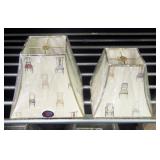 Printed Chair Tapered Square Lamp Shades 6" x 11" x 9.75" And 5" x 9" x 8.5", Total Qty 2