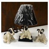 Accents & Occasions 17" Porcelain Dog Lamp With Matching Porcelain Puppy Dog Figures Qty 2