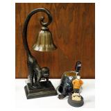 Austin 25" Bronzed Monkey Table Lamp And 12" Clothed Monkey Vanity Lamp With Shade