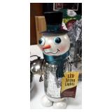 10" Metal Hanging Bulb Light And Regal Art And Gift 12.25" LED Battery Operated Snowman Jar Lights Q