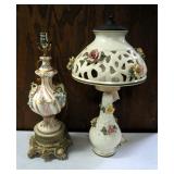 Refurbished Antique Capodimonte Lamps, 25", Qty 2, One With 12" Shade