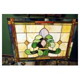 Antique Stained Glass Decorative Hanging Panel, 18.25" x 24.25"