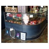 Antique Curved Glass Display Counter, 42" x 69" x 59" x 24"