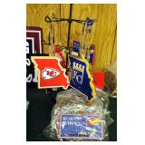 Sports Ornaments Including Chiefs, Royals, And KU, Includes Metal Stand