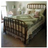Antique Full Size Brass Bed Includes Head Board, Foot Board, Tempurpedic Mattress, Box Spring, Beddi