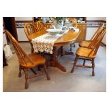 Cochrane Solid Oak Oval Dining Table With 2 Leaves And 6 Chairs, 30" x 40" x 60", Leaves Measure 12"