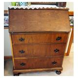 Solid Wood 3-Drawer Drop Front Secretary With Dovetail Drawers, 39" x 30" x 17"
