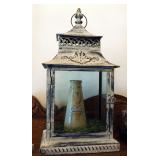 Decorative Metal Lantern 20" x 10" x 8", 12" Glass Vase, Glass Bubble Orb, Decorative Eggs, Bud Vase