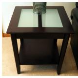 Contemporary Solid Wood End Tables With Frosted Glass Tops, Qty 2, 24" x 22.5" x 22.5" And One With 